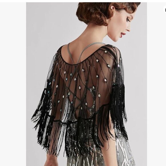 Sequin Beaded Shawl Wrap - Picture 5 of 6